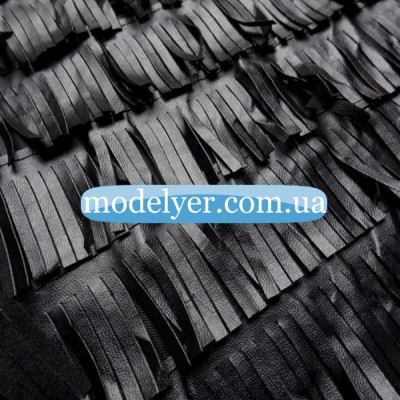 Ткань Бахрома из эко-кожи (черный)